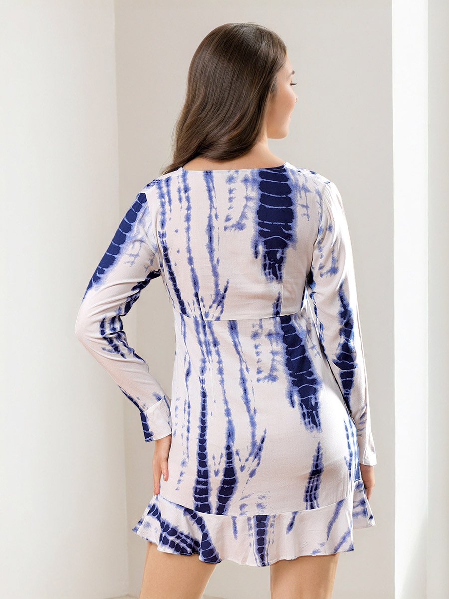 Navy Blue Tie-Dye Mini Dress