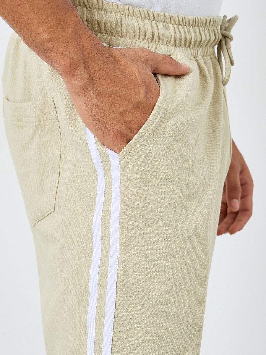 Men Slim Fit Terry Joggers with Side Taping