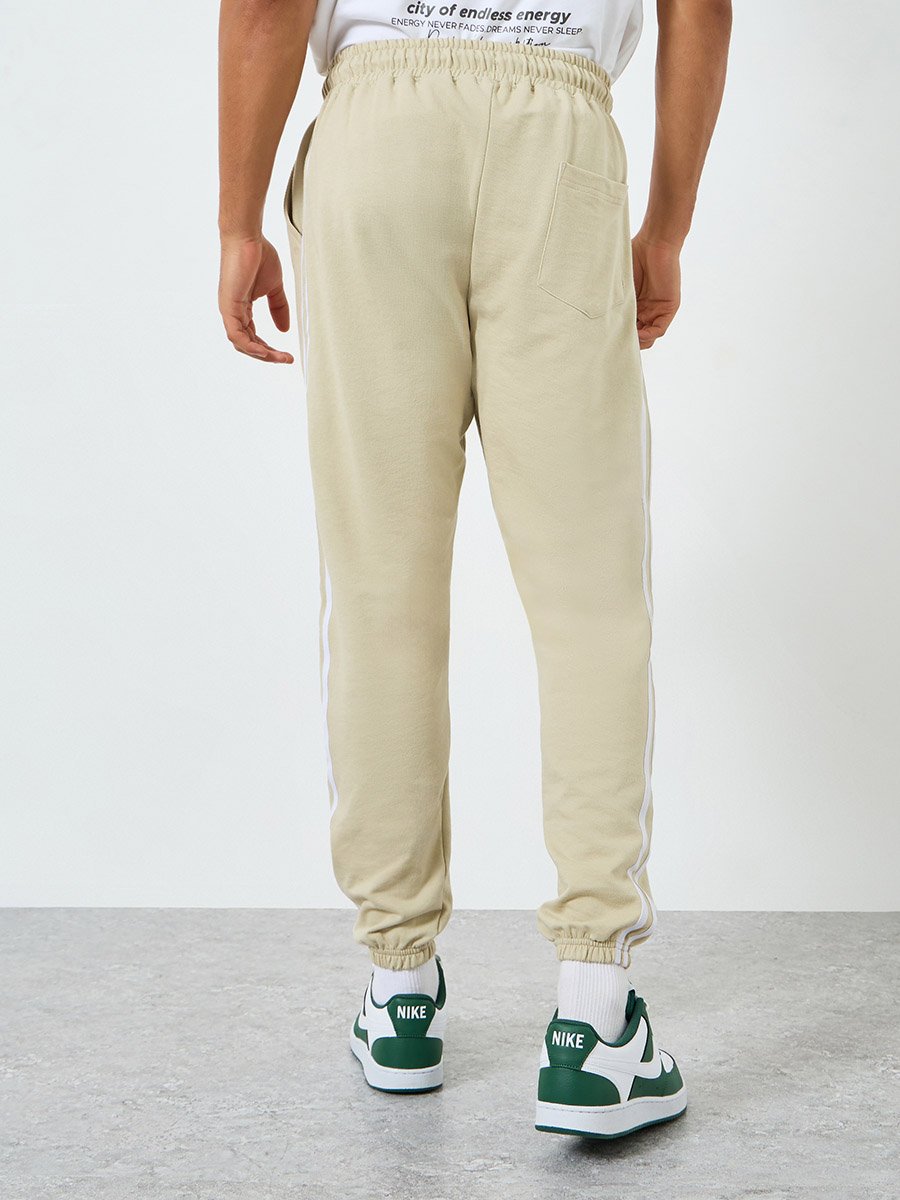 Men Slim Fit Terry Joggers with Side Taping