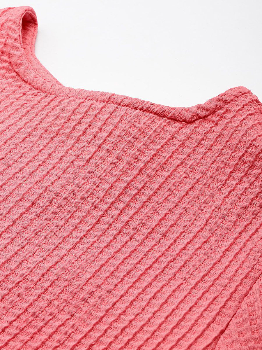 Women Pink Textured Crop Top
