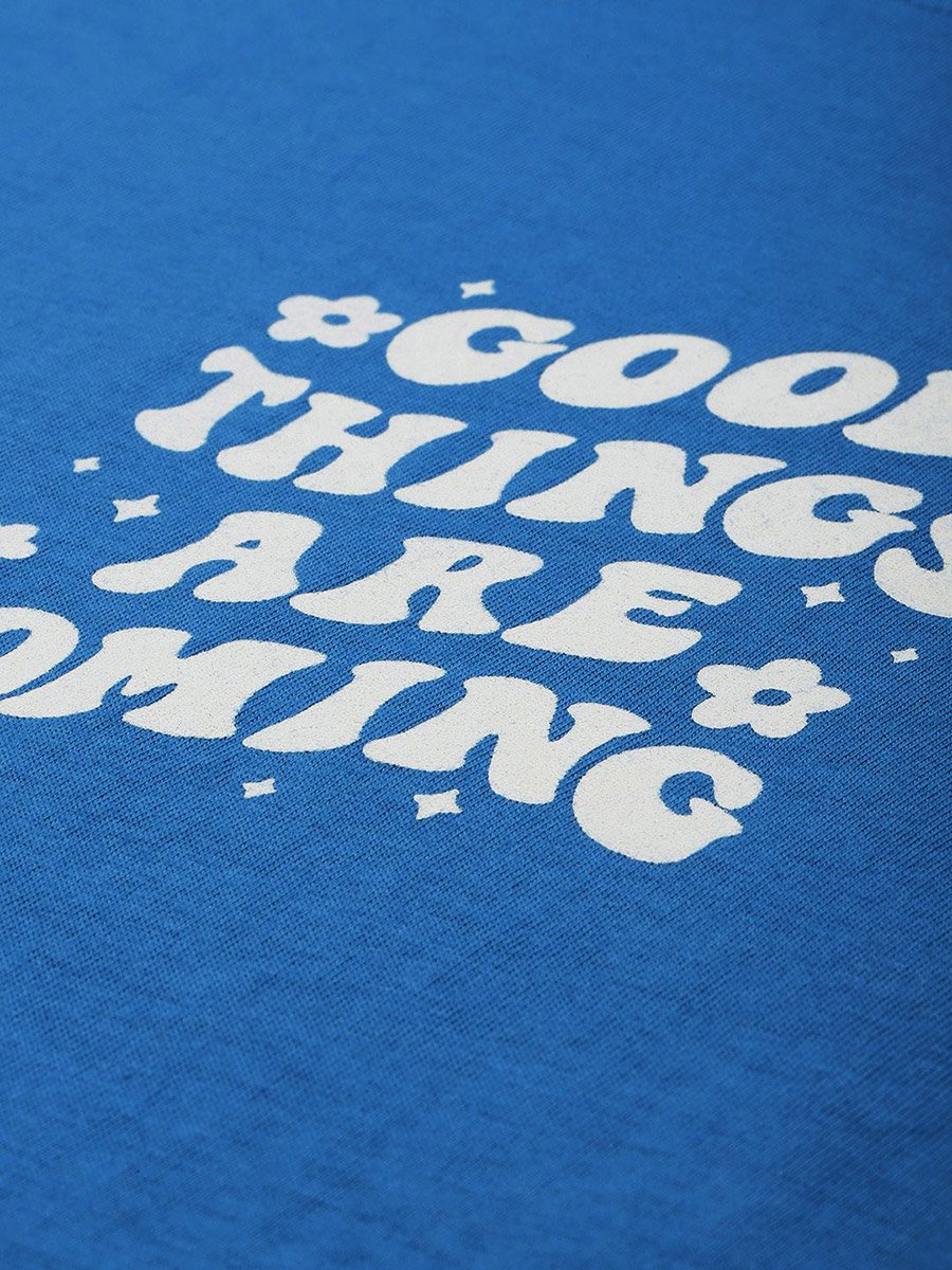 Women Blue Oversized Graphic Print T-Shirt