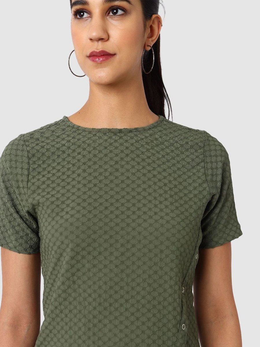 Women Green Textured Asymmetrical Top