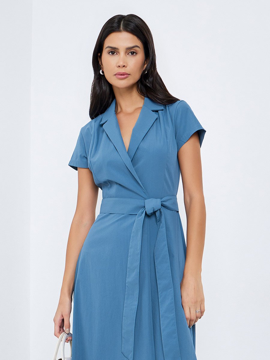 cassini dress in blue elliatt Chiffon Wrap Dress
