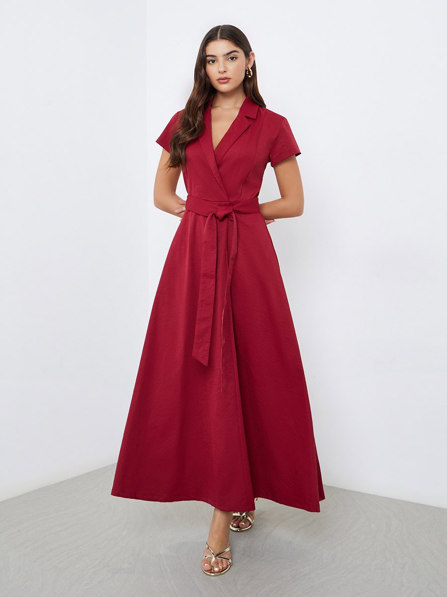 chinese dress ladies Plus Size Short Sleeve Maxi Wrap Dress – 2020AVE main image 1