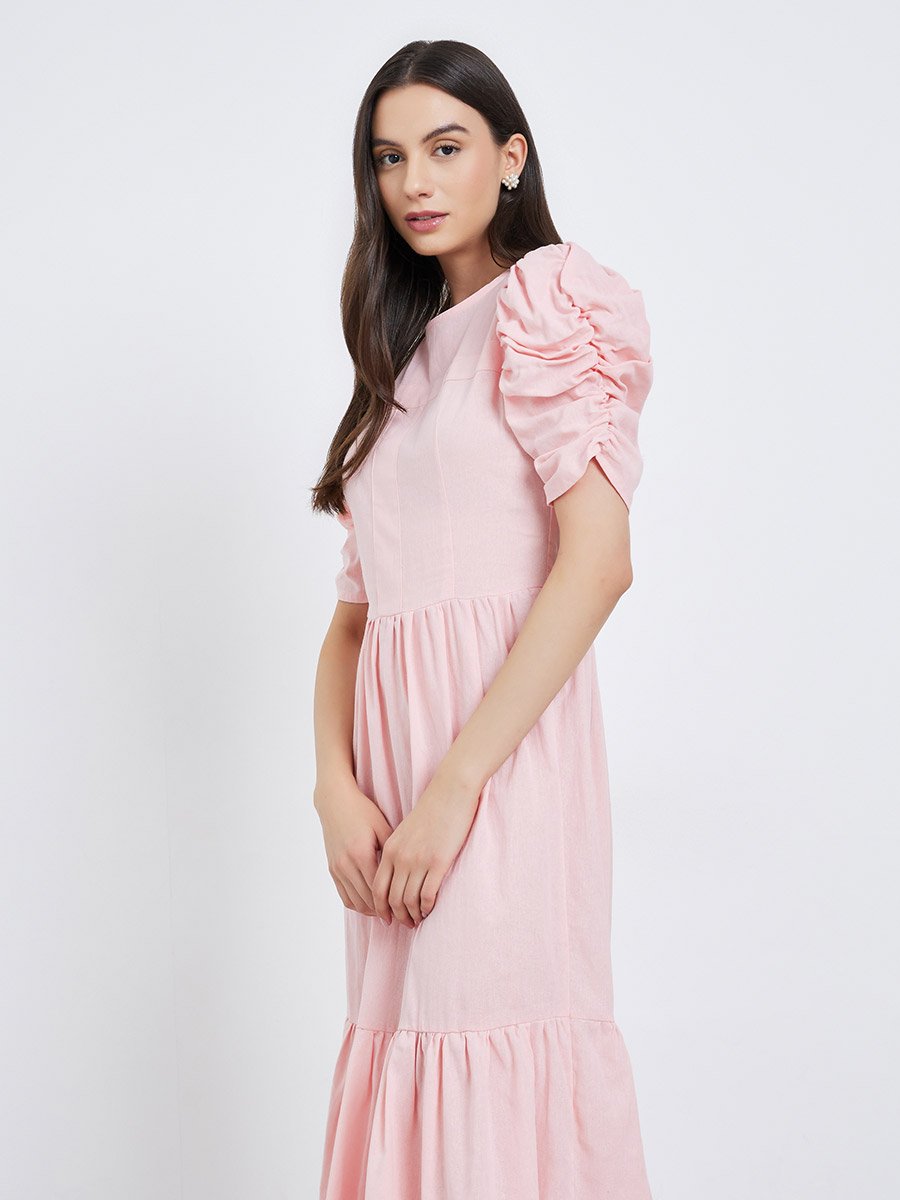 rustic a line wedding dress Kate Cooper Contrast A-Line Midi Dress, Pink & Red