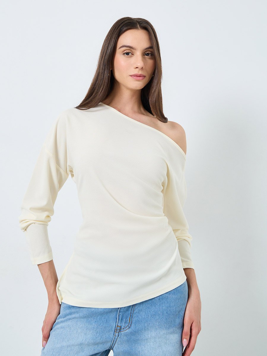 Texture Irregular hem Knitted Top