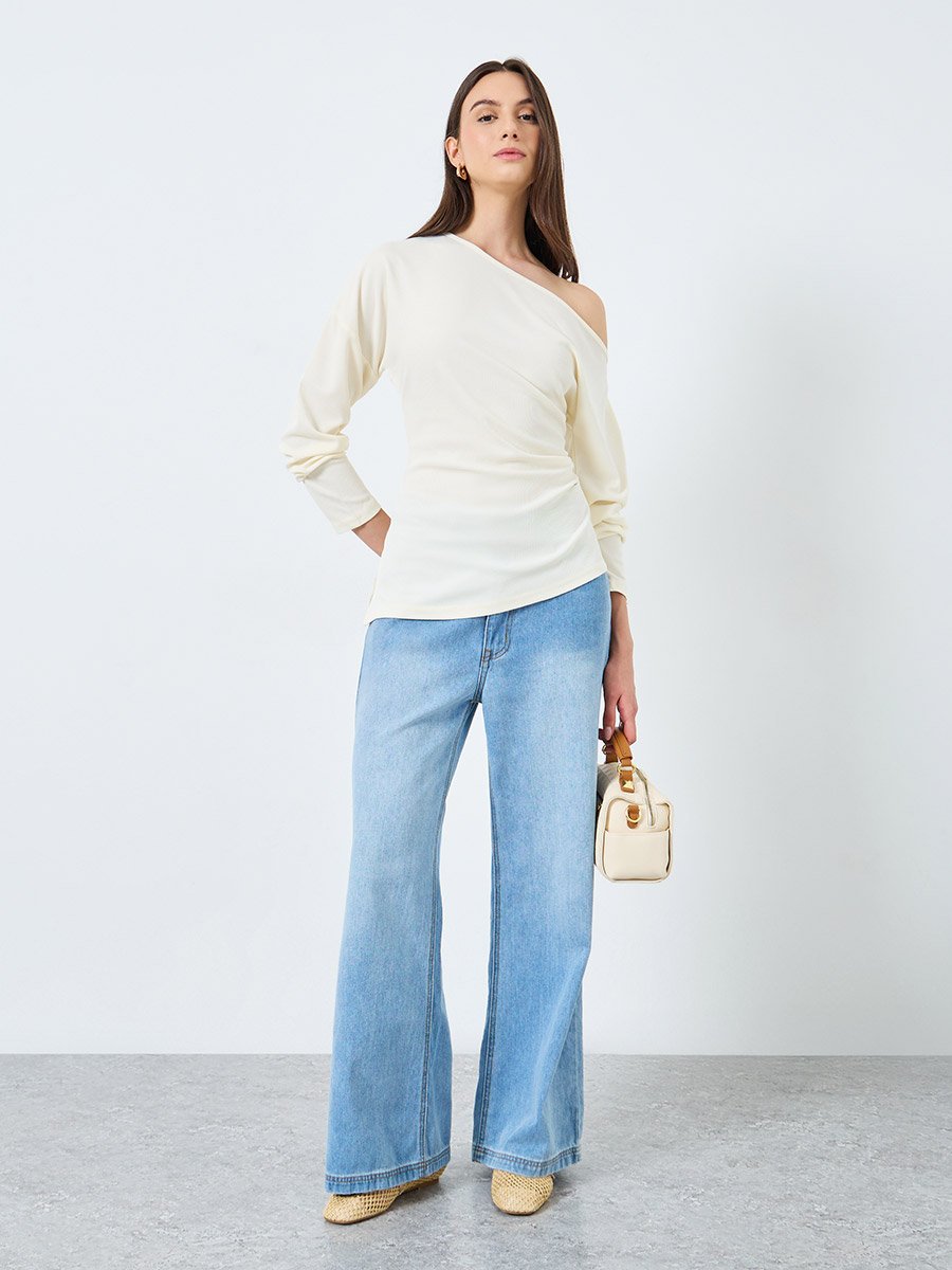 Texture Irregular hem Knitted Top