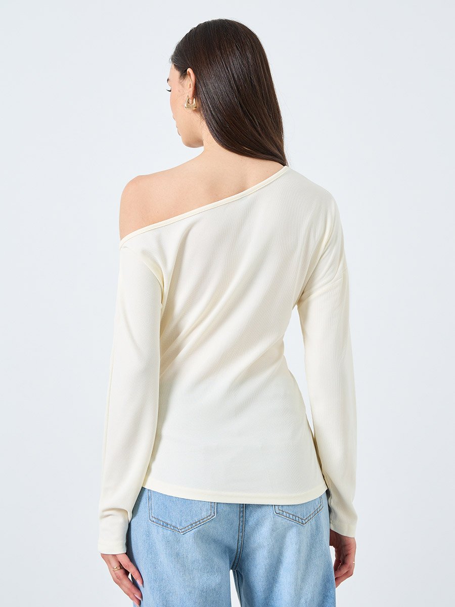 Texture Irregular hem Knitted Top
