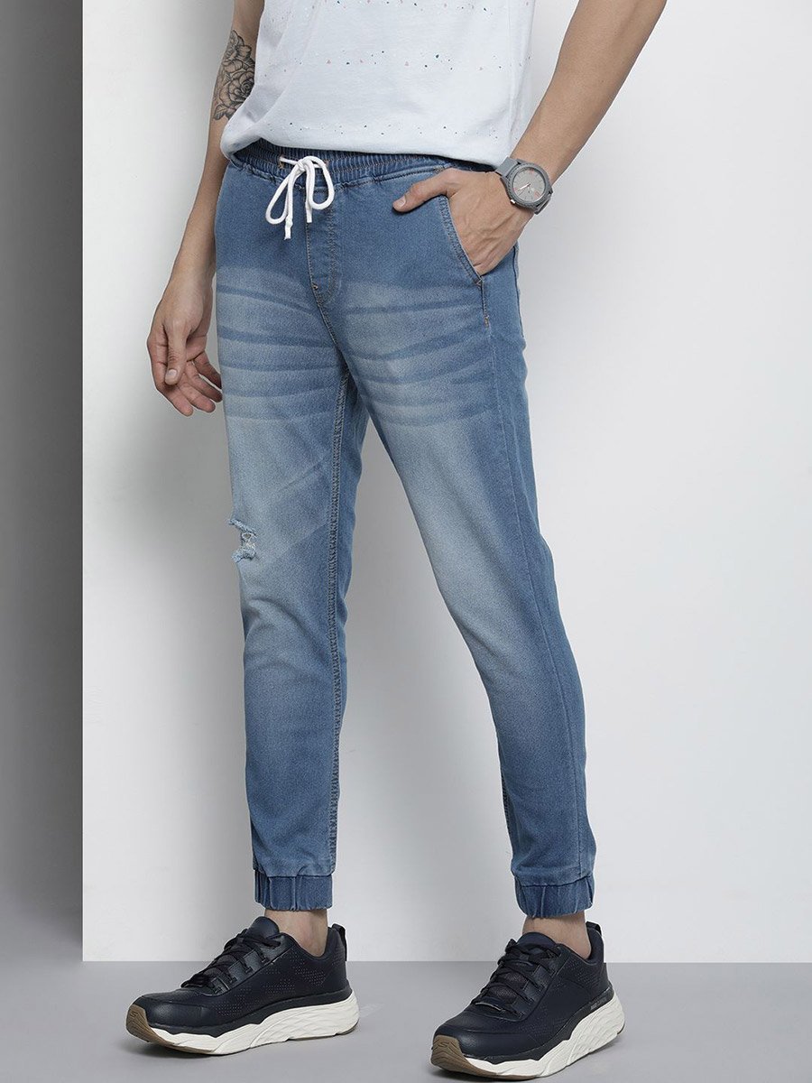 Men Mid Rise Jeans with Light Distress