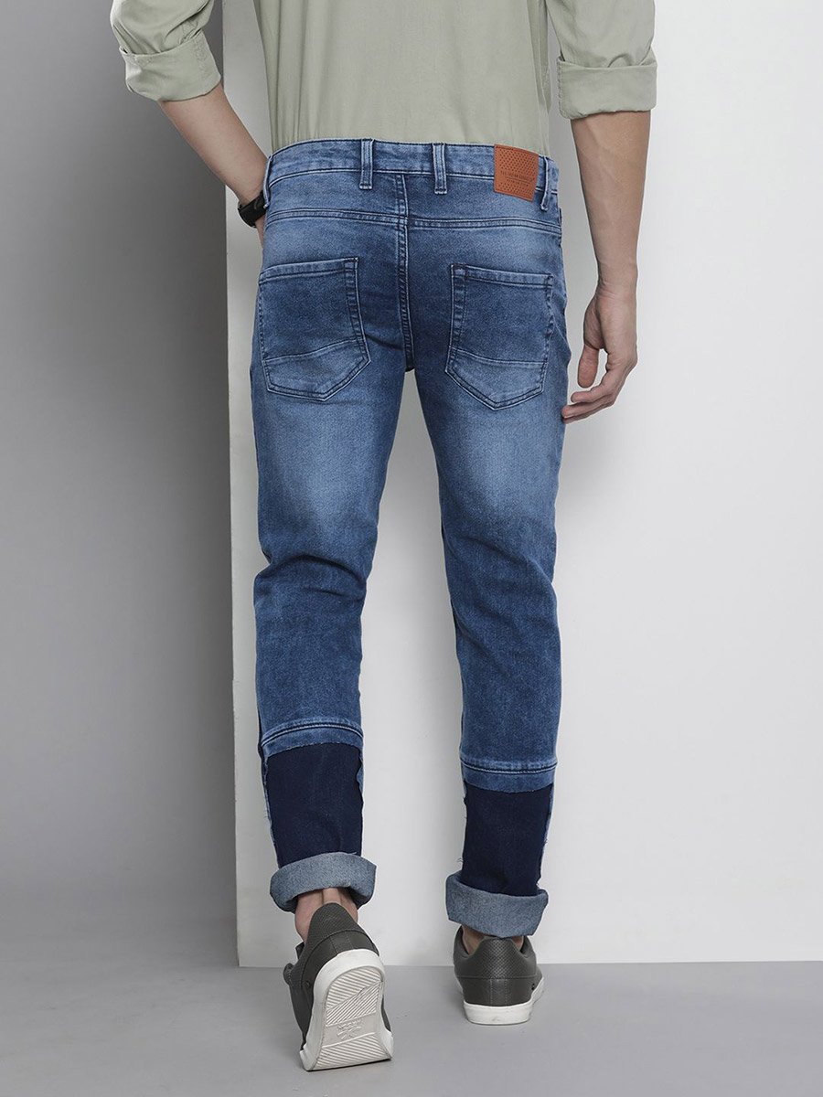 Men Cut and Sew Panel Slim Fit Jeans
