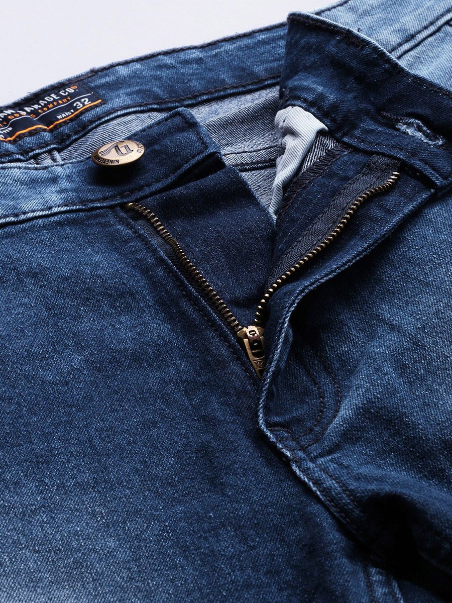 Men Cut and Sew Panel Slim Fit Jeans