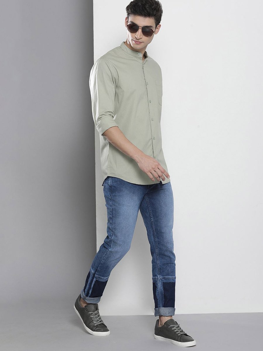 Men Cut and Sew Panel Slim Fit Jeans