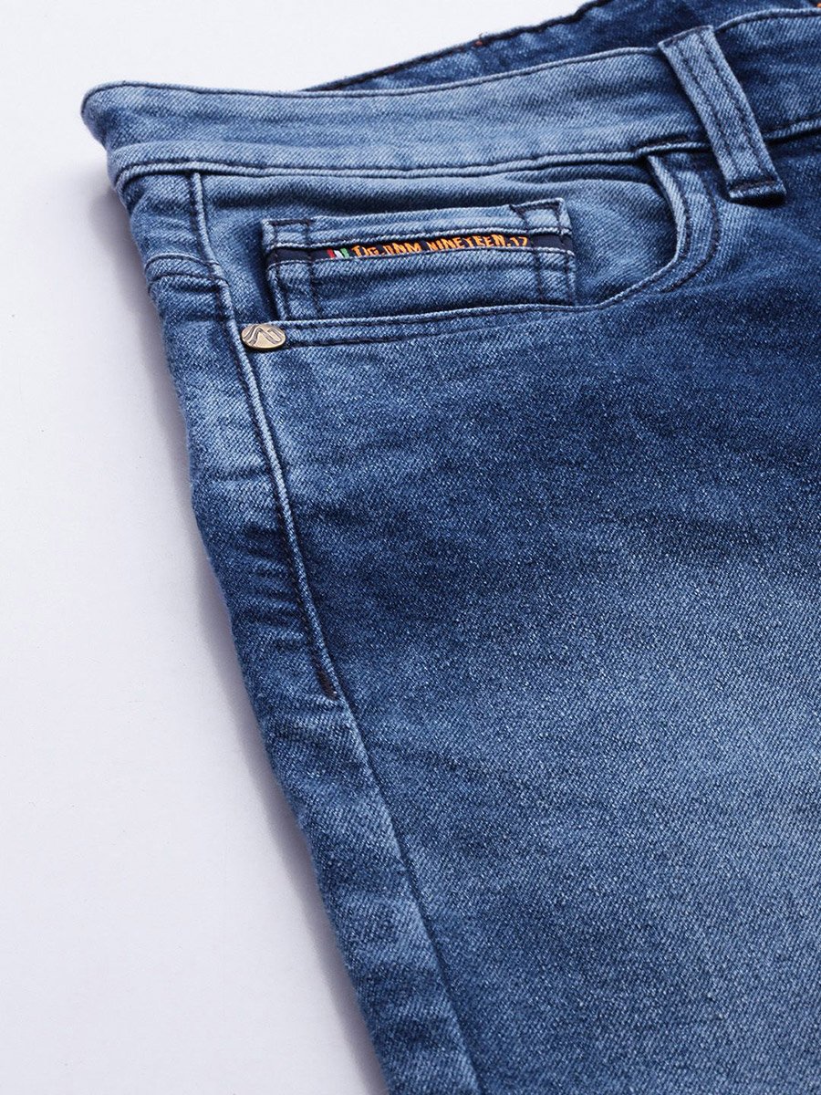 Men Cut and Sew Panel Slim Fit Jeans