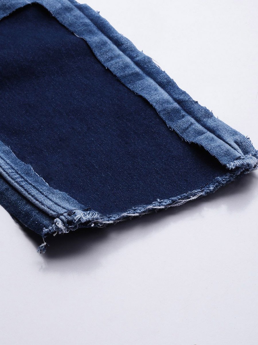 Men Cut and Sew Panel Slim Fit Jeans