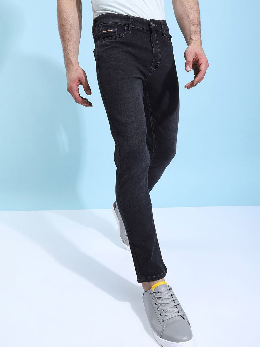 Men Dark Wash Slim Fit Black Jeans