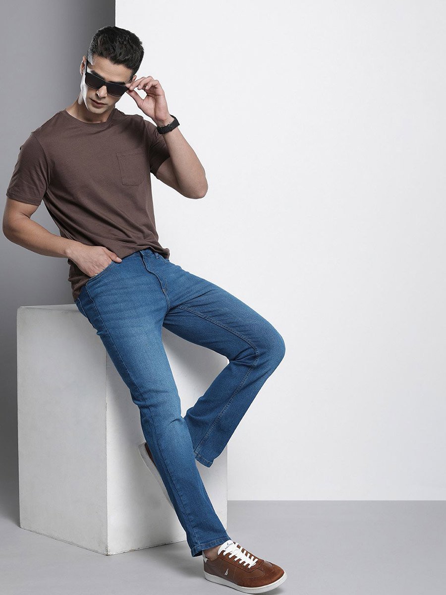 Men Mid Rise Bootcut Stretchable Jeans