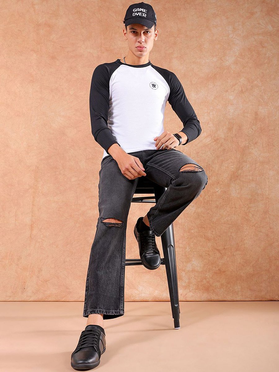 Men Slash Knee Straight Fit Jeans