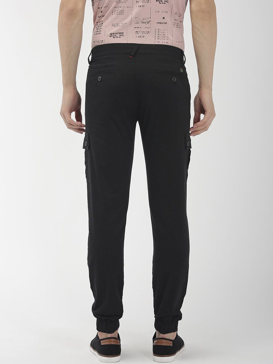 Men Black Mid Rise Slim Fit Cargo Pants