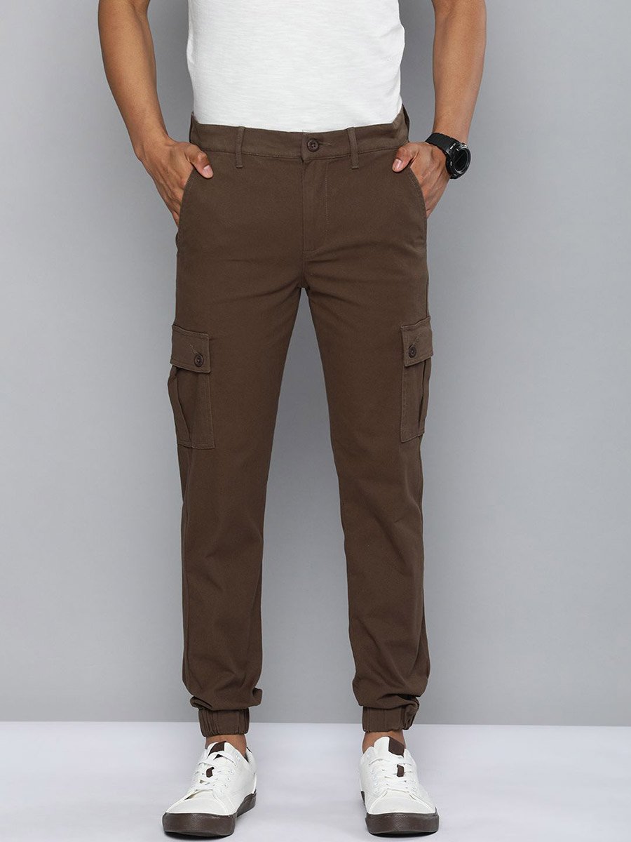 Men Brown Slim Fit Cargo Pants