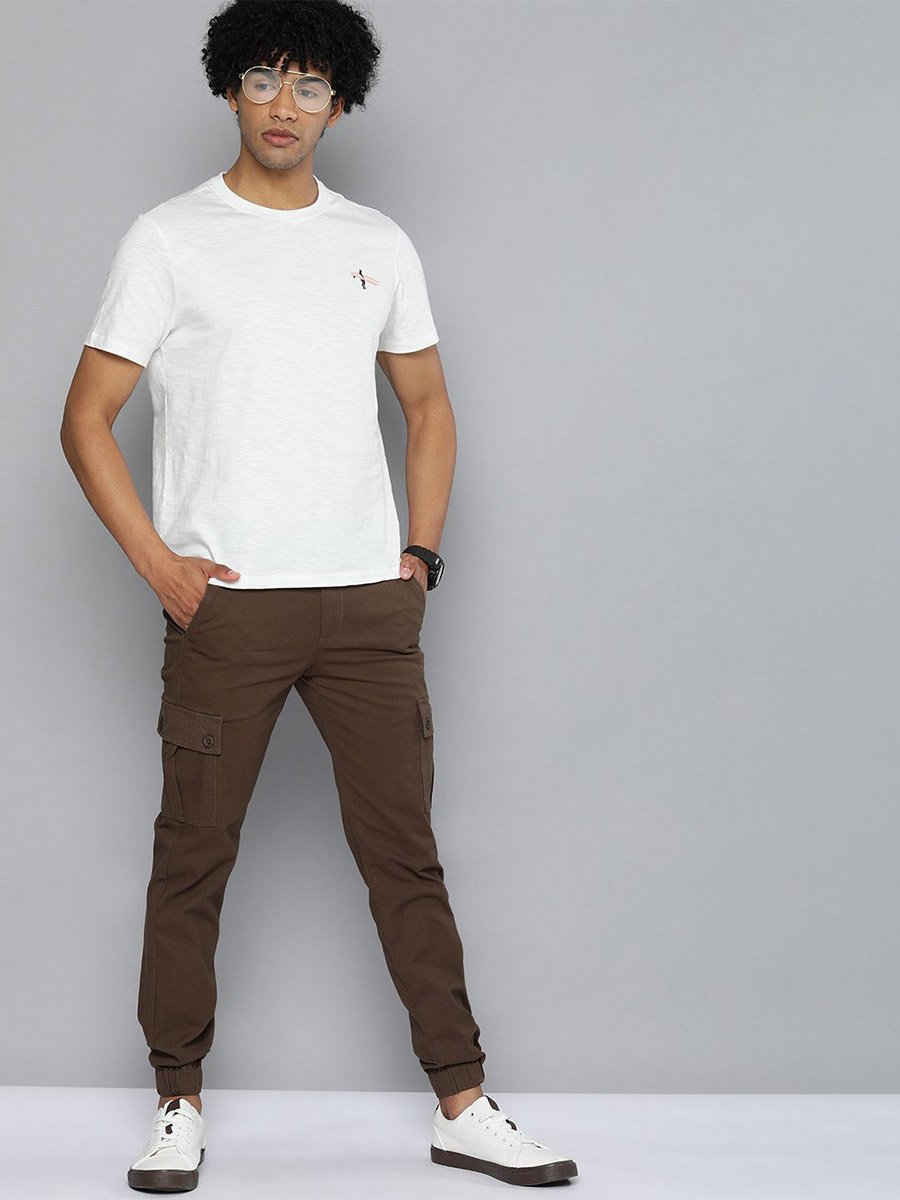Men Brown Slim Fit Cargo Pants