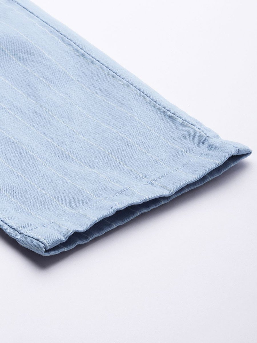 Men Blue Striped Slim Fit Chino Pants