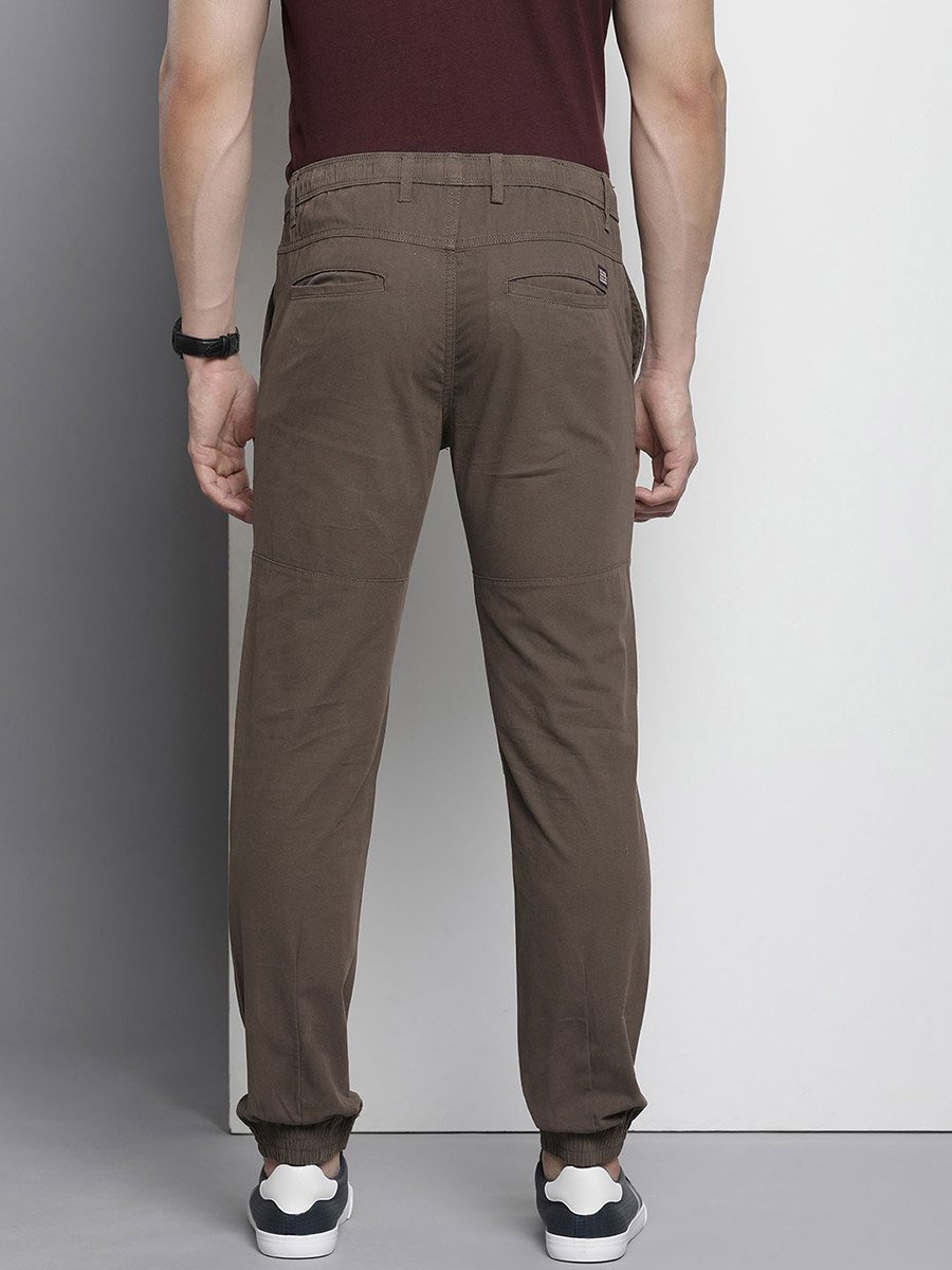 Men Brown Slim Fit Cuffed Joggers