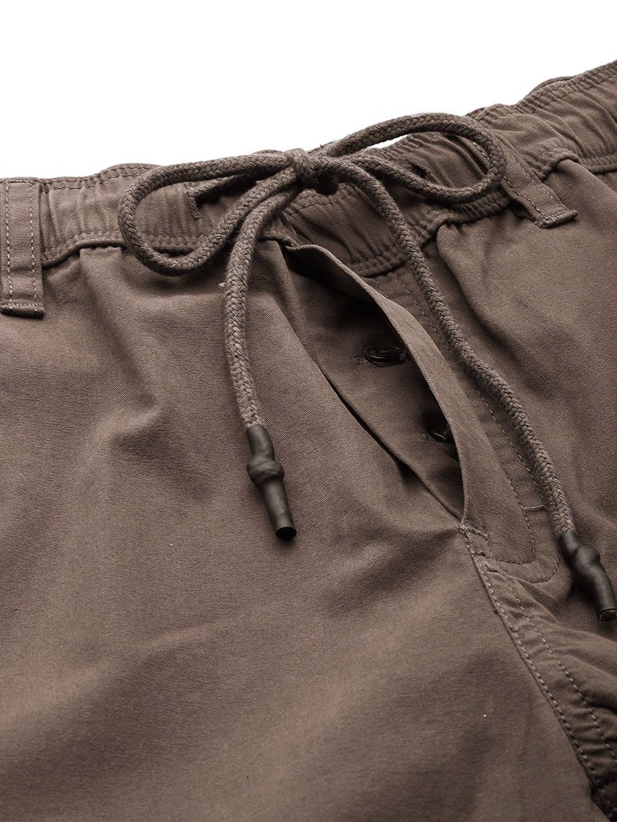 Men Brown Slim Fit Cuffed Joggers