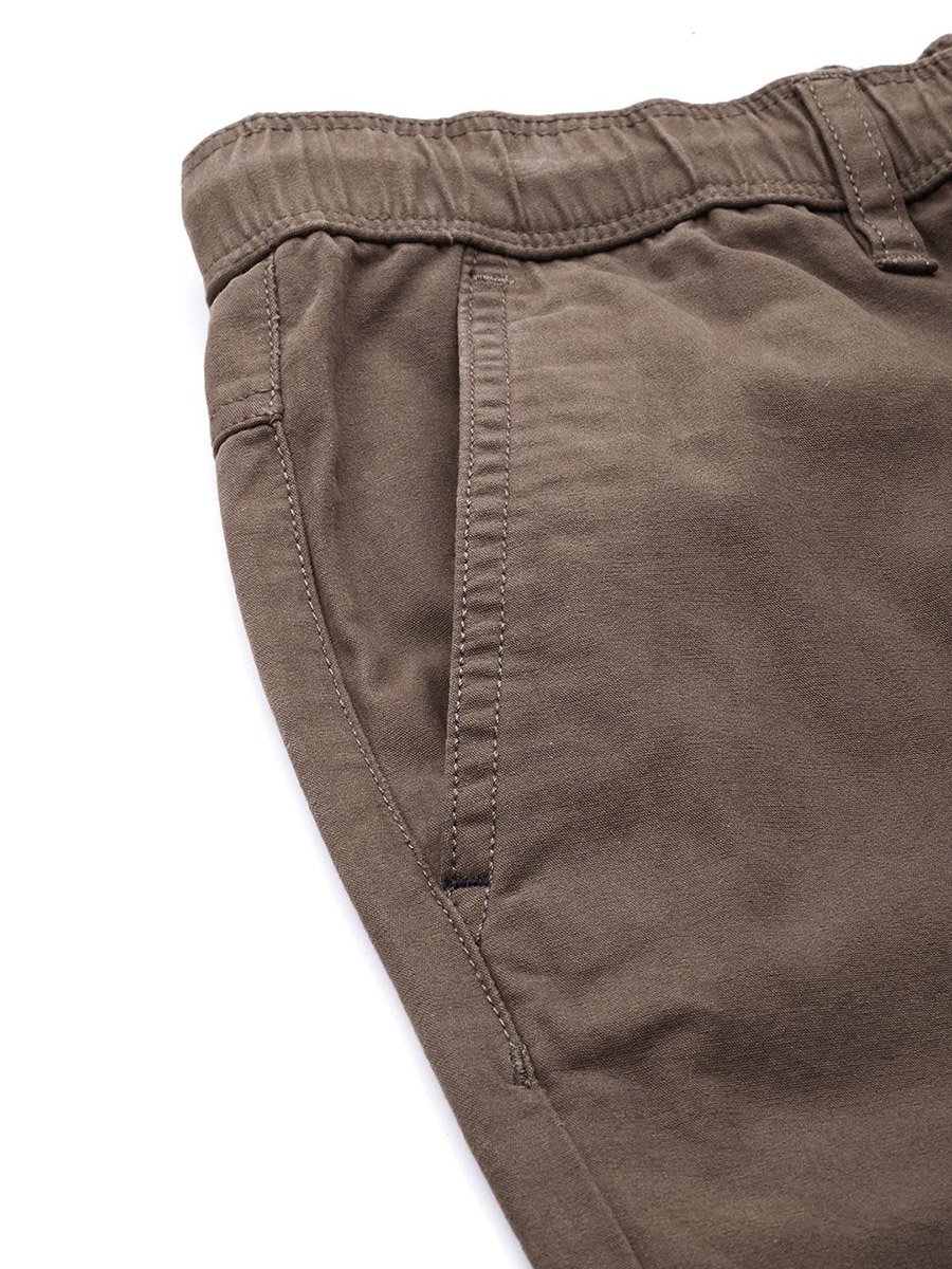 Men Brown Slim Fit Cuffed Joggers