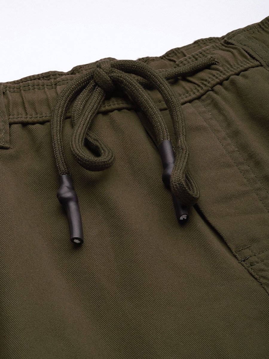 Men Olive Slim Fit Cuffed Joggers