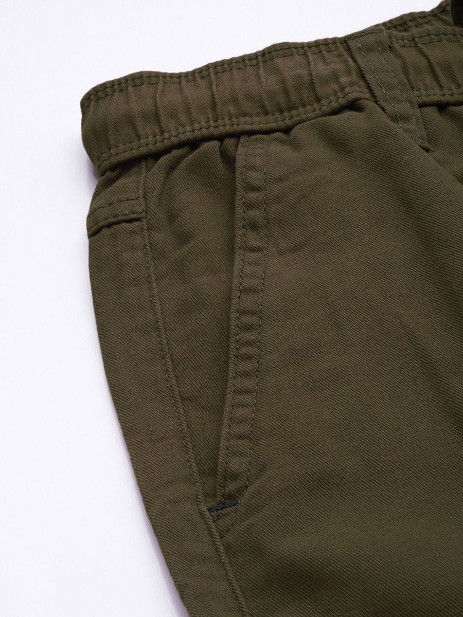 Men Olive Slim Fit Cuffed Joggers