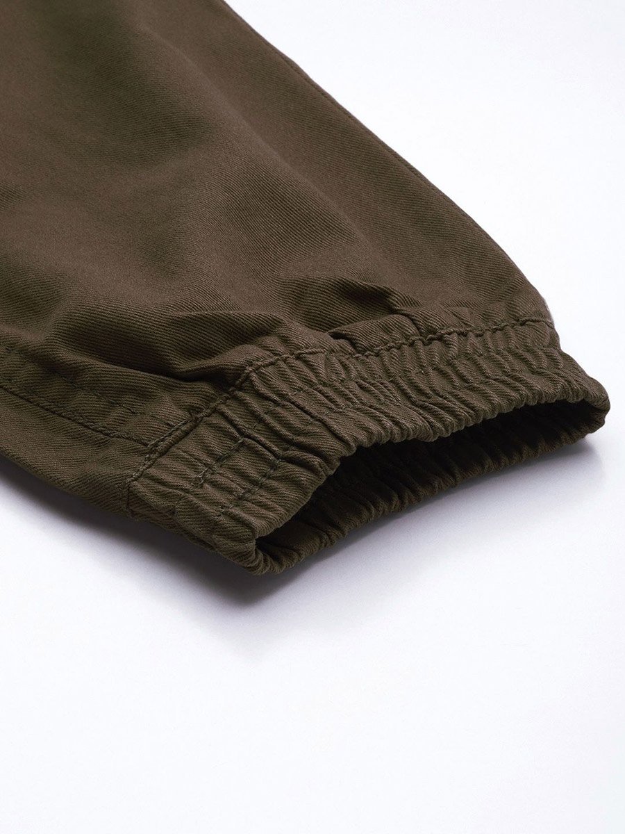 Men Olive Slim Fit Cuffed Joggers