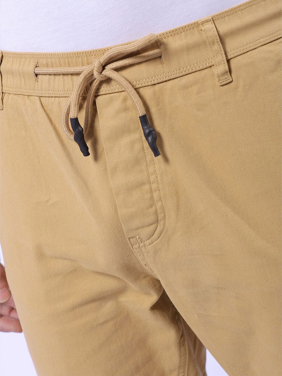 Men Beige Slim Fit Cuffed Joggers