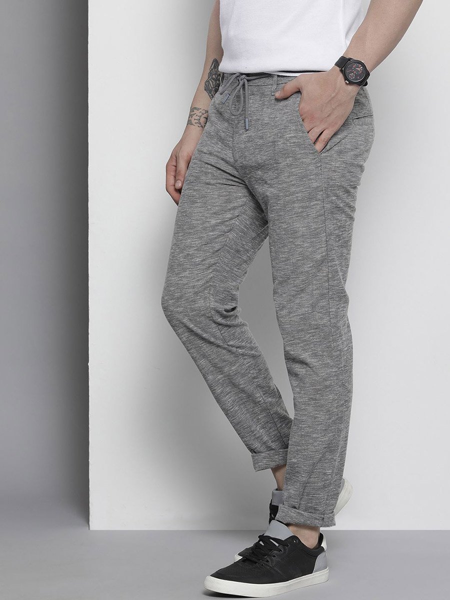 Men Grey Slim Fit Knit Joggers