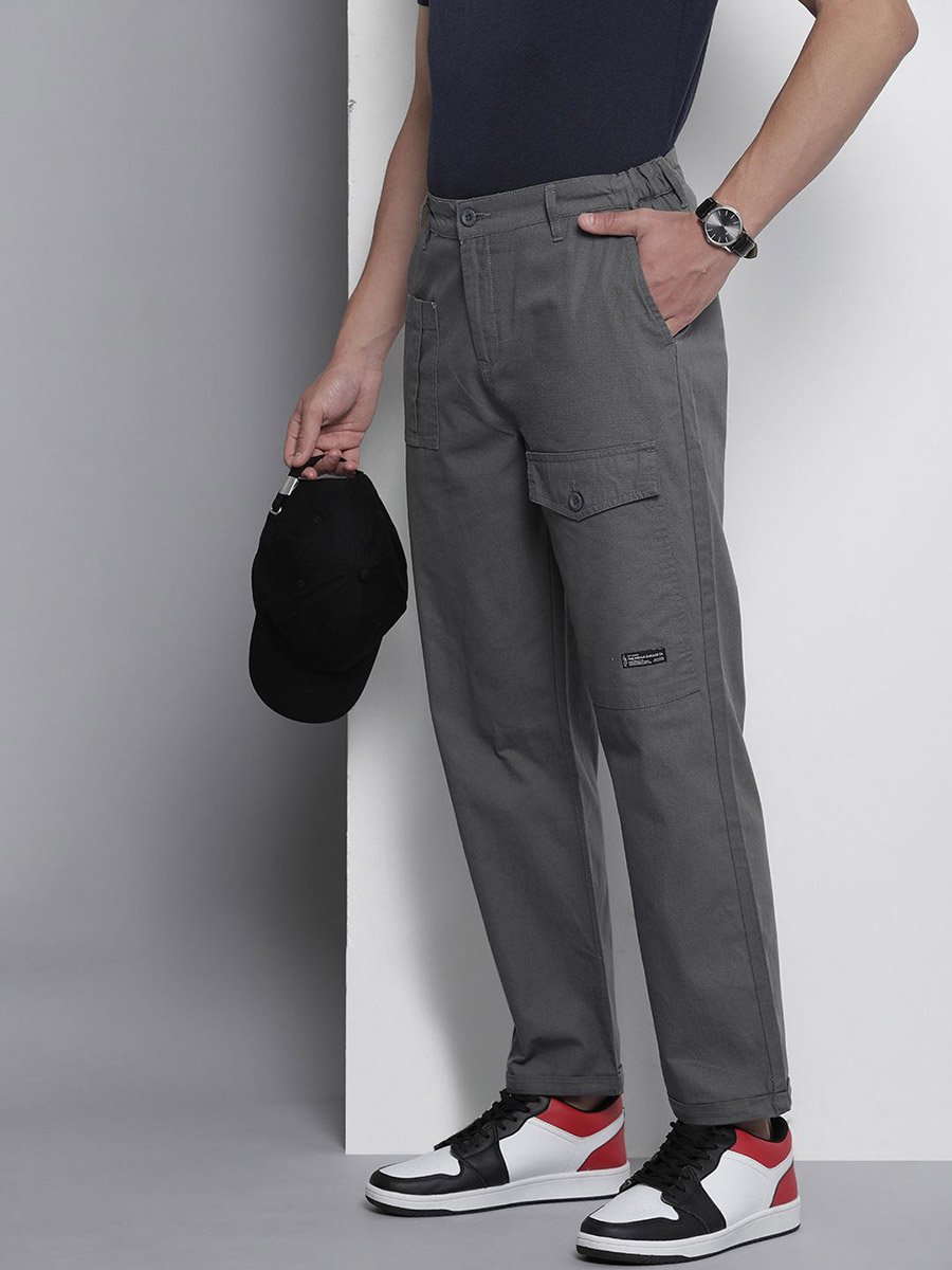 Men Grey Slim Fit Cargo Trousers