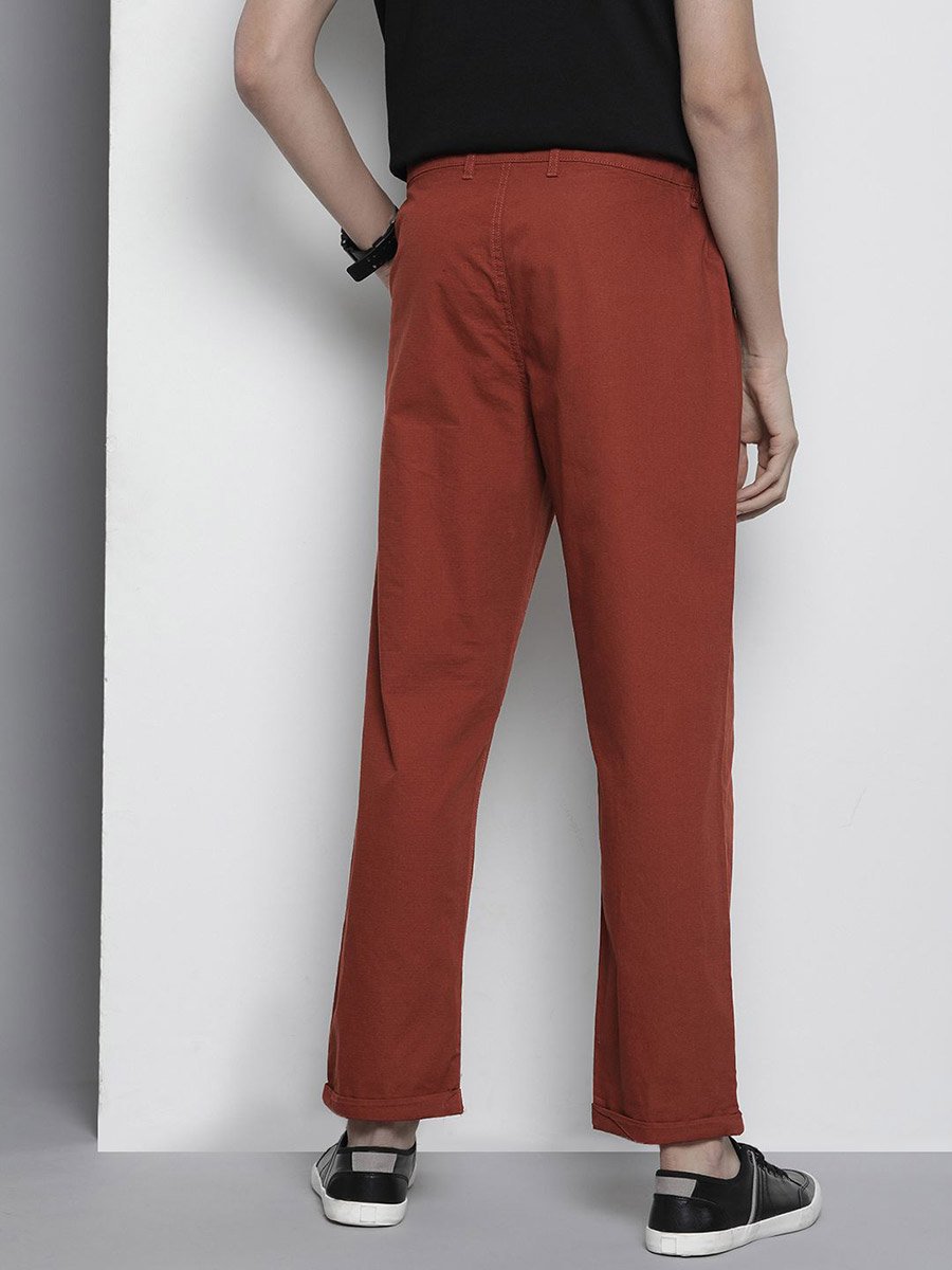 Men Rust Slim Fit Cargo Trousers