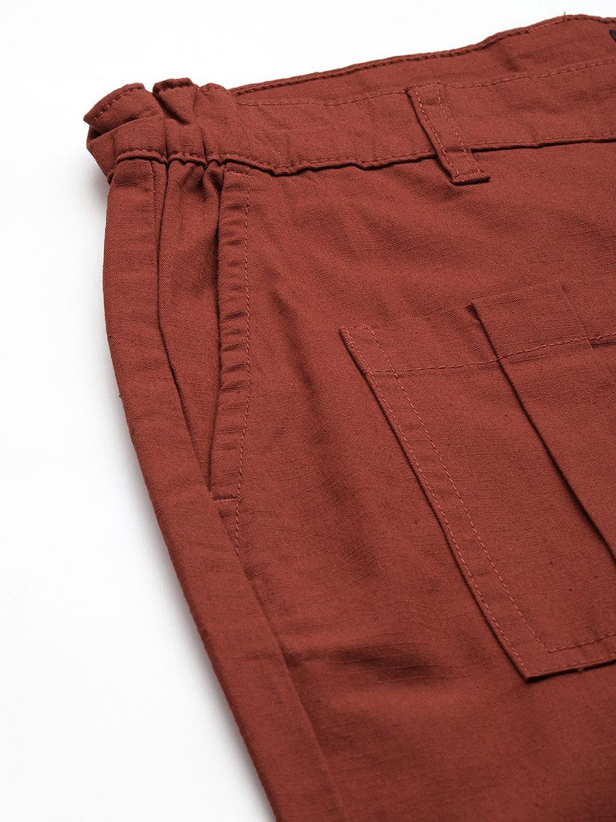 Men Rust Slim Fit Cargo Trousers