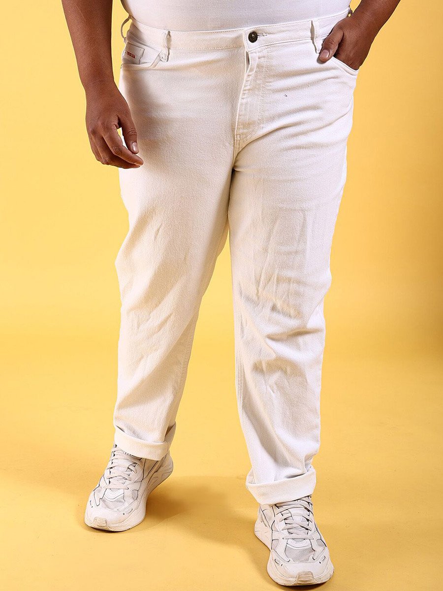 Plus Size Men Solid Slim Fit Jeans