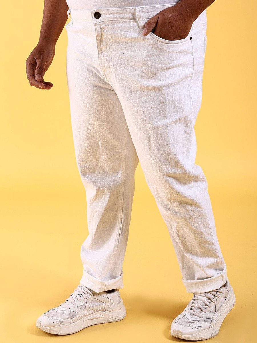 Plus Size Men Solid Slim Fit Jeans
