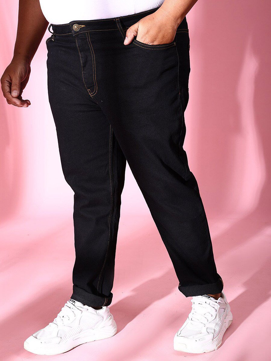 Plus Size Men Dark Wash Slim Fit Jeans