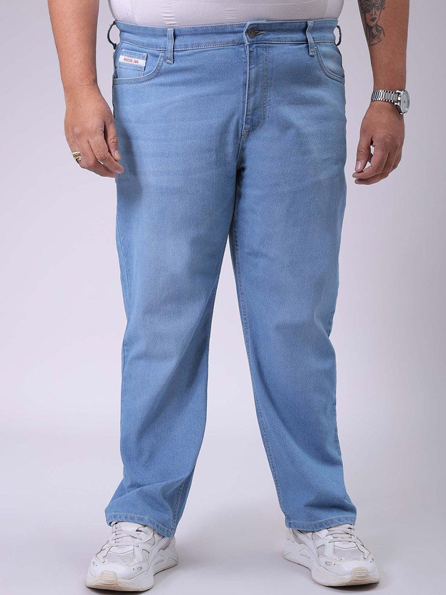 Plus Size Men Straight Fit Solid Jeans