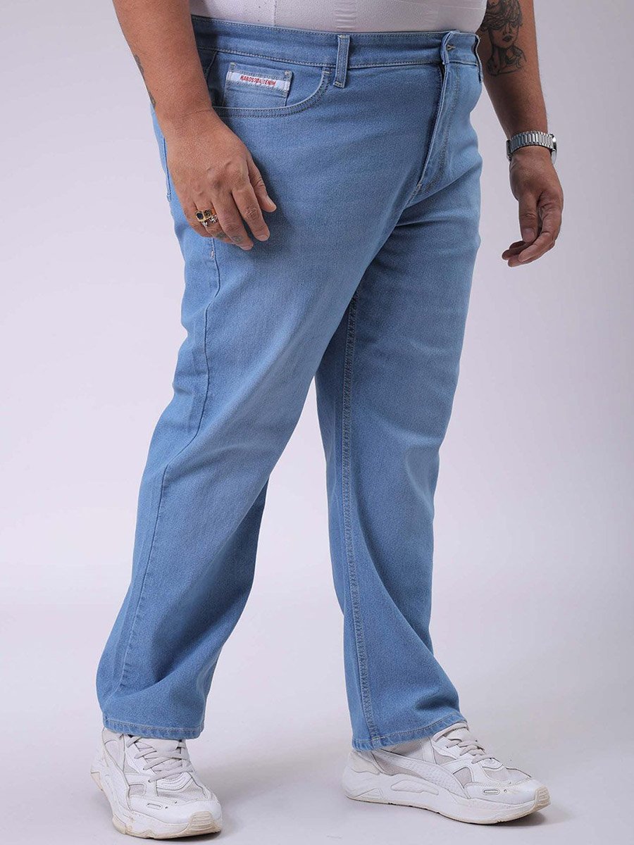 Plus Size Men Straight Fit Solid Jeans