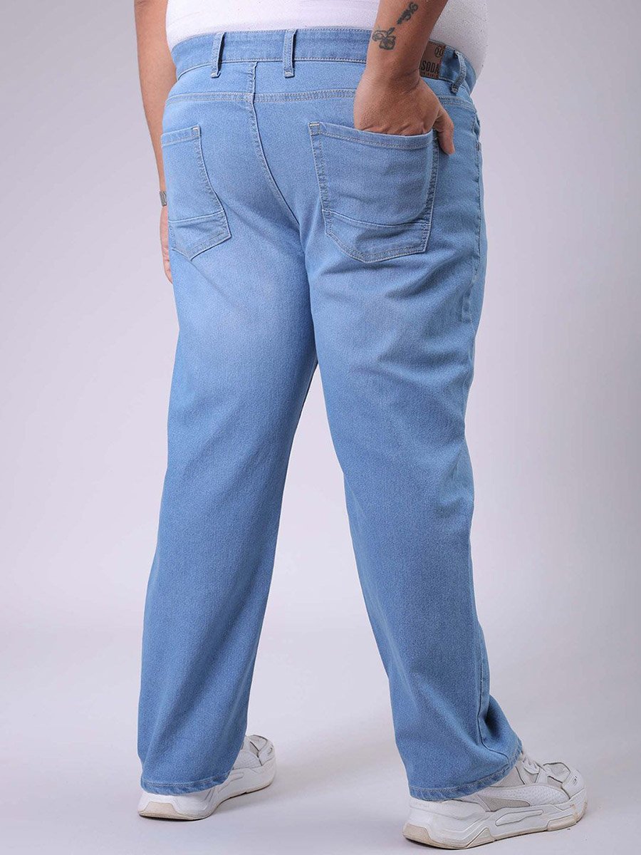 Plus Size Men Straight Fit Solid Jeans