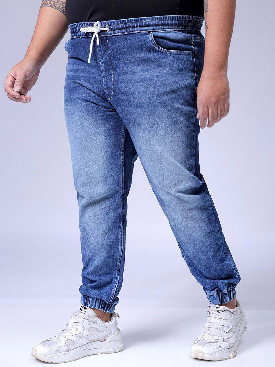 Plus Size Men Faded Slim Fit Jeans