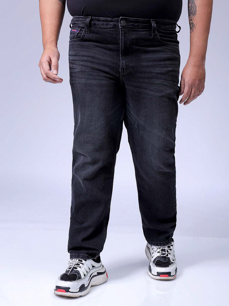 Plus Size Men Regular Fit Black Jeans