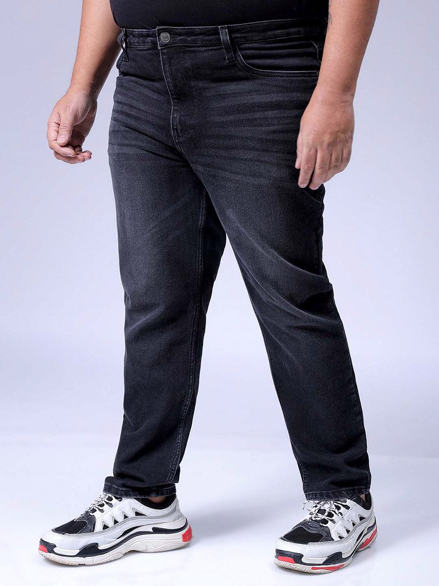 Plus Size Men Regular Fit Black Jeans