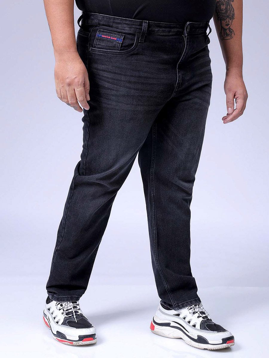 Plus Size Men Regular Fit Black Jeans