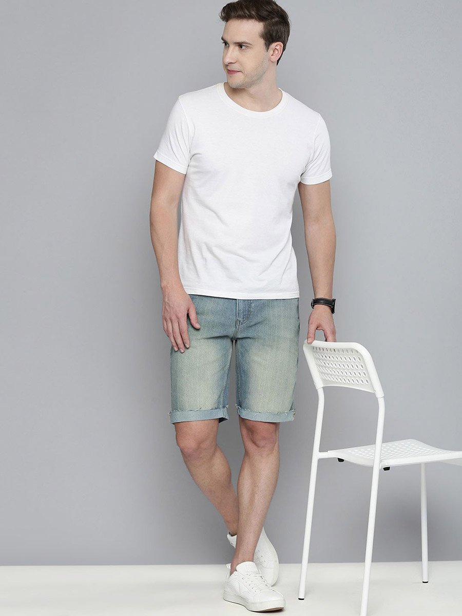 Men Acid Wash Denim Shorts