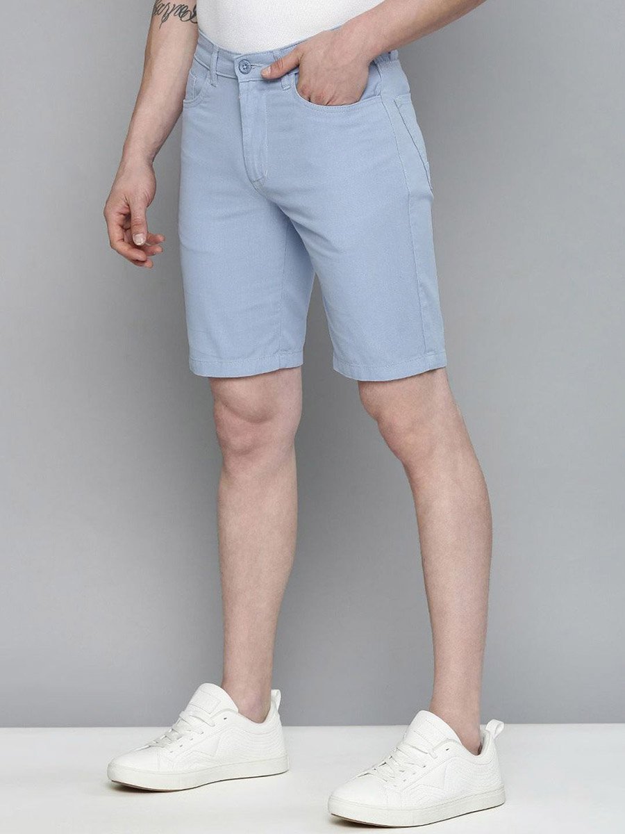 Men Blue Slim Fit Solid Shorts