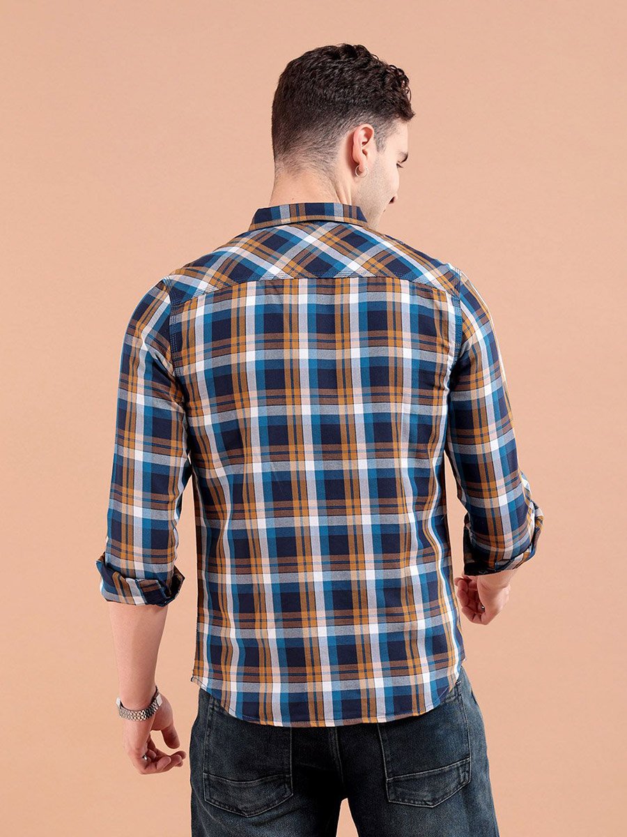 Men Brown Slim Fit Khaki Shirt