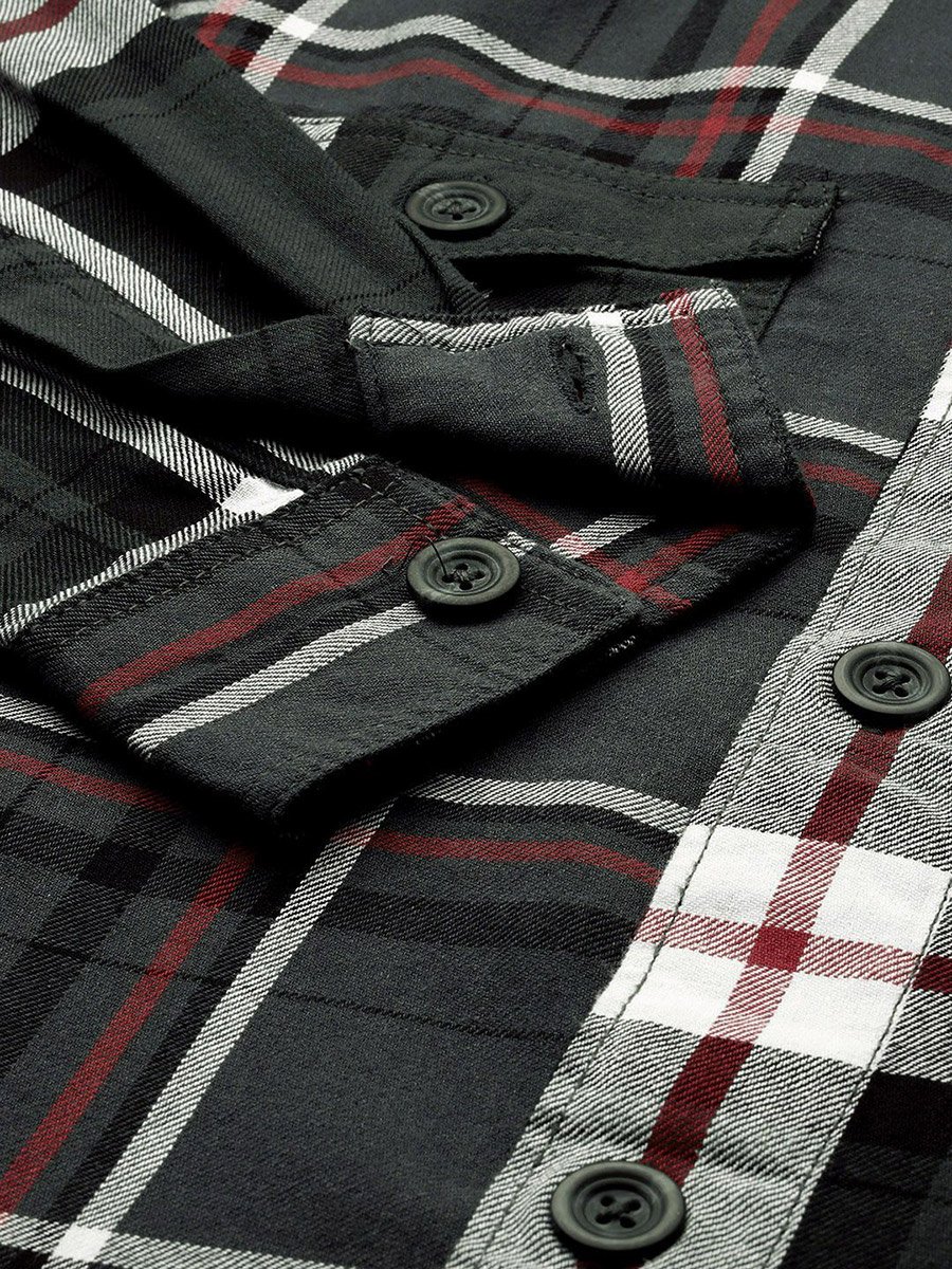 Men Regular Fit Grey Checked Shirt